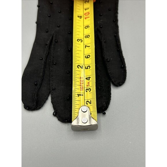 Gloves Opera Black Hand Beaded Gauntlet Scalloped Edge MCM 13.5” Long Vtg - Picture 6 of 10